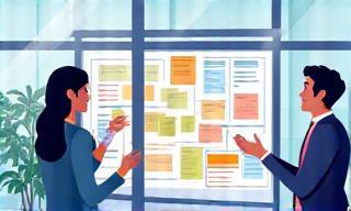 Illustration of a person planning content strategy